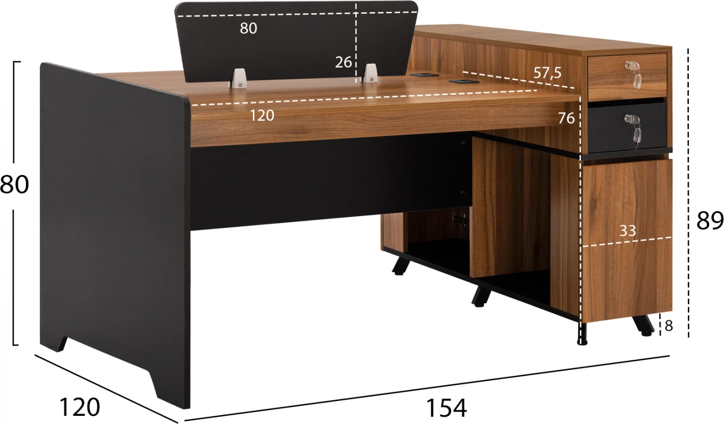 Tavolinë pune profesionale për 2 persona Supreme FH2374 154x120x89cm