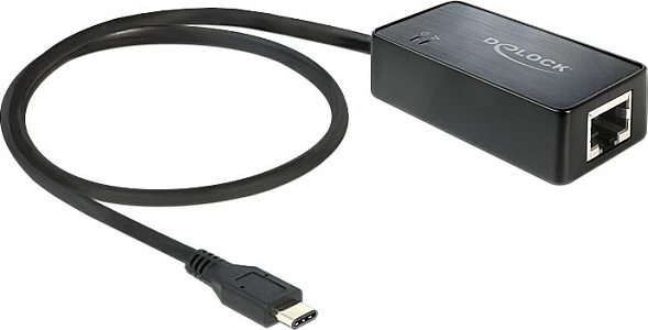 Adaptor rrjeti DeLOCK 62642 USB-C në Gigabit Ethernet 1000 Mbit/s, i zi