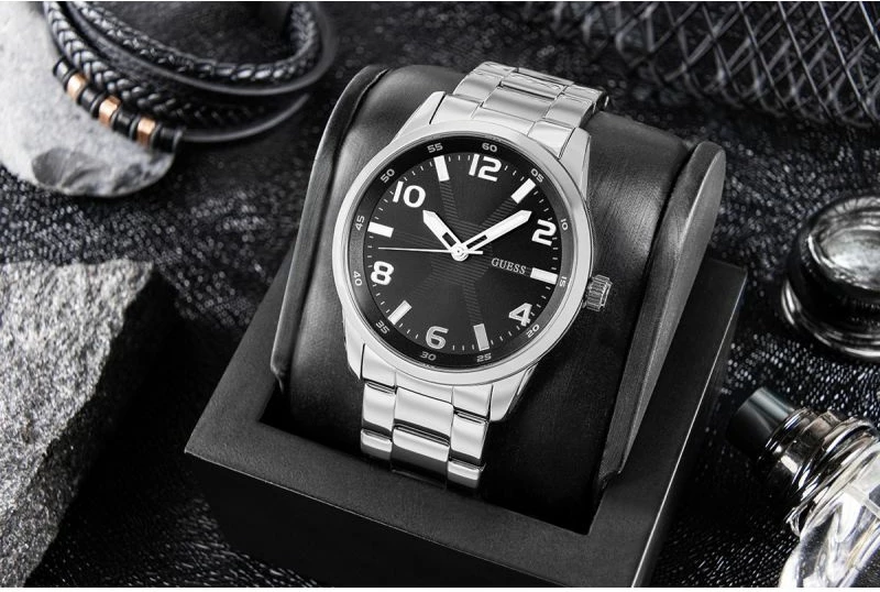 Orë dore meshkuj Guess Monte GW0804G2, argjendtë, set me kuti