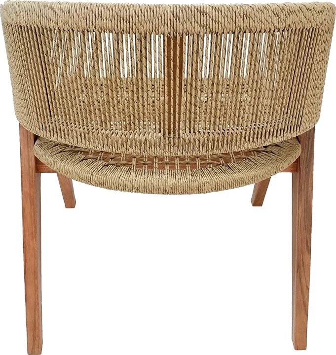 Karrige me krahë Wolly dru teak dhe litar pe, ngjyrë natyrale, 60x60x76cm