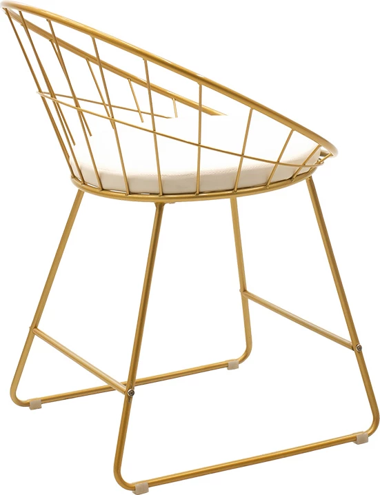 Karrige metalike e artë me jastëk të bardhë PVC