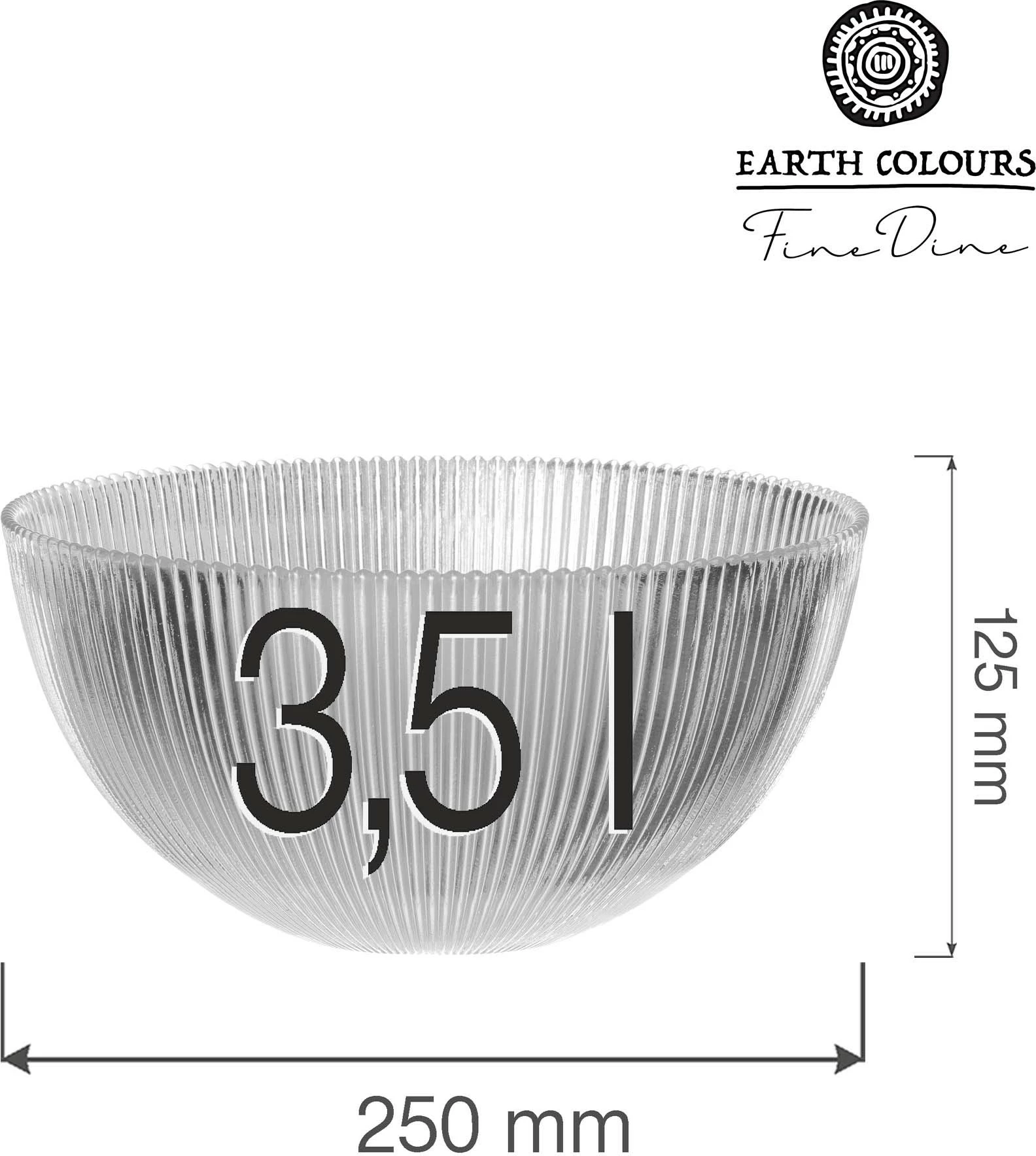 Tas servirës, Fine Dine Aura, 3.5 L, Ø250 mm, xhami, transparent