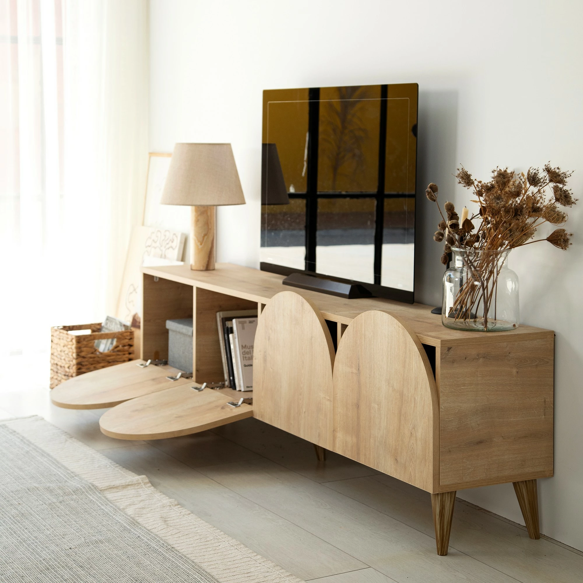 Komodë TV Hanah Home, Mesta - ngjyrë lisi, v2