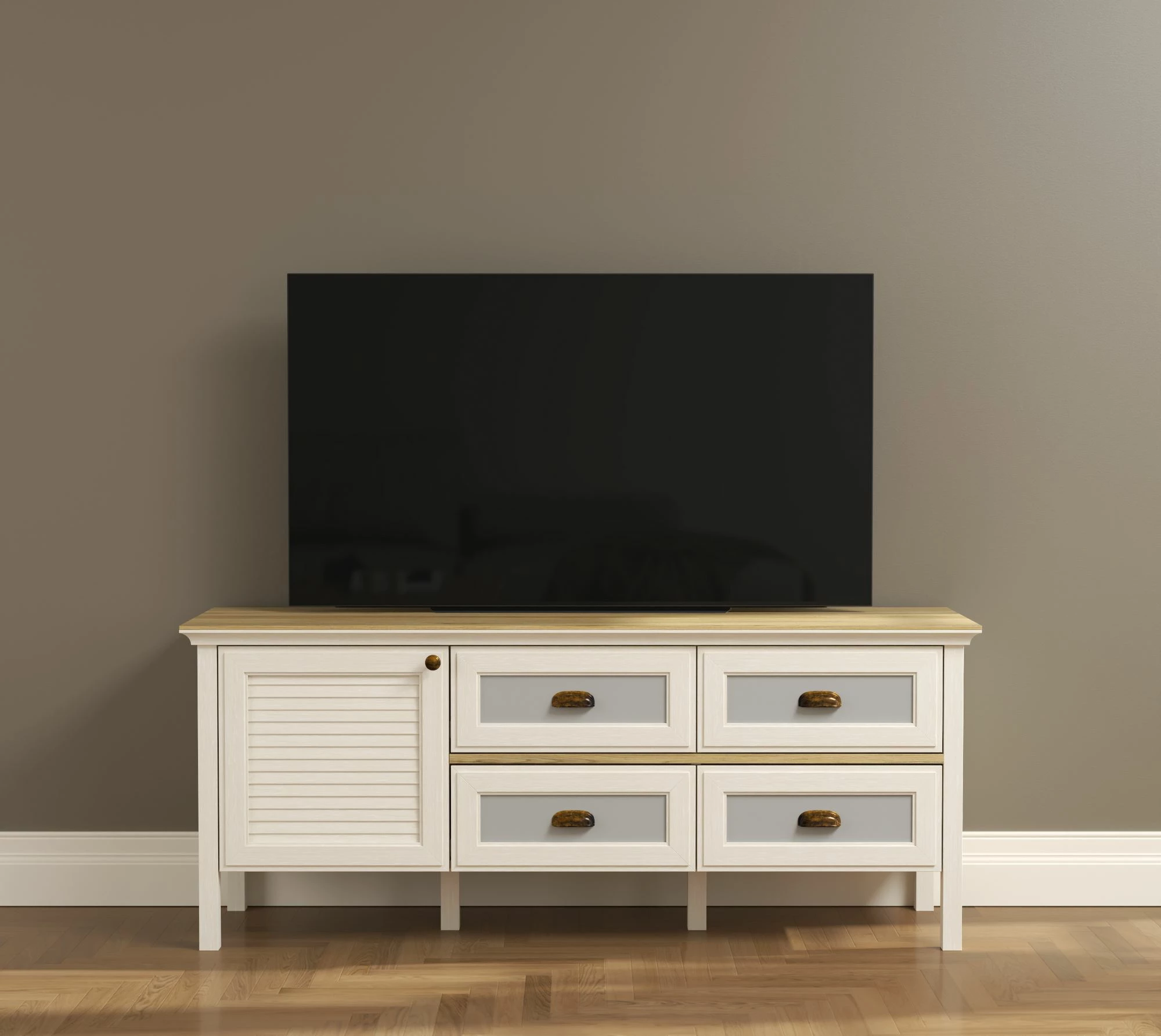 Komodë TV Skye Decor, FRN-21012, krem, lis, gri