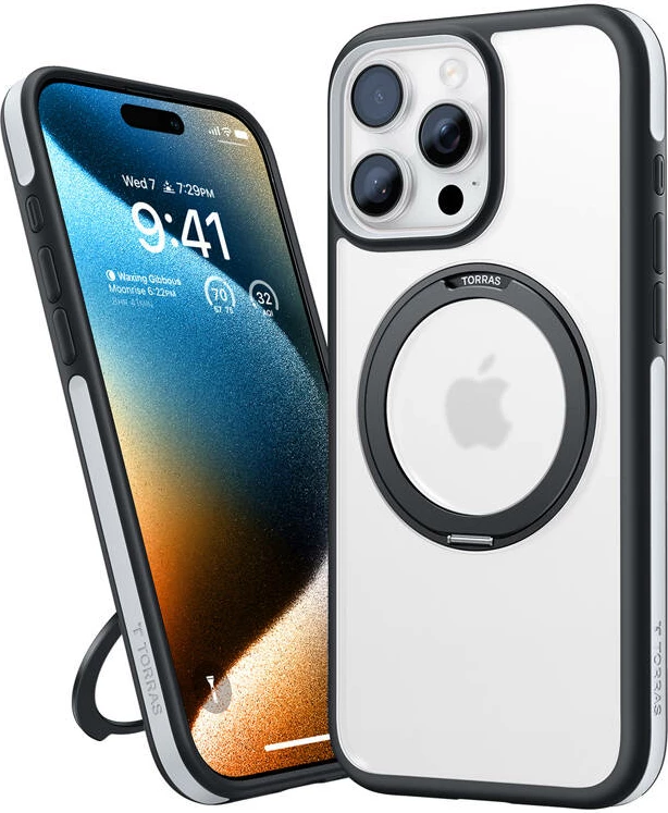 Mbështjellës Torras Ostand R Fusion për iPhone 16 Pro Max, i zi
