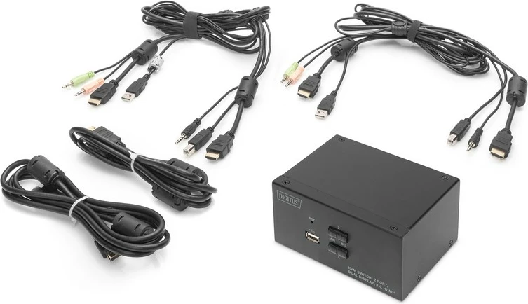 Switch KVM Digitus DS-12860, 2 porta, Dual Display, 4K, HDMI, i zi
