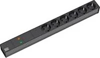 Shirit prizash rack Bachmann 19" 6-prizash, 1U, kabllo 2 m, mbrojtje mbi-tensioni, i zi