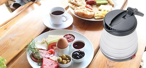 Çajnik Elektrik Adler AD 1279, 0.6 L, 750 W, i Zi dhe i Bardhë