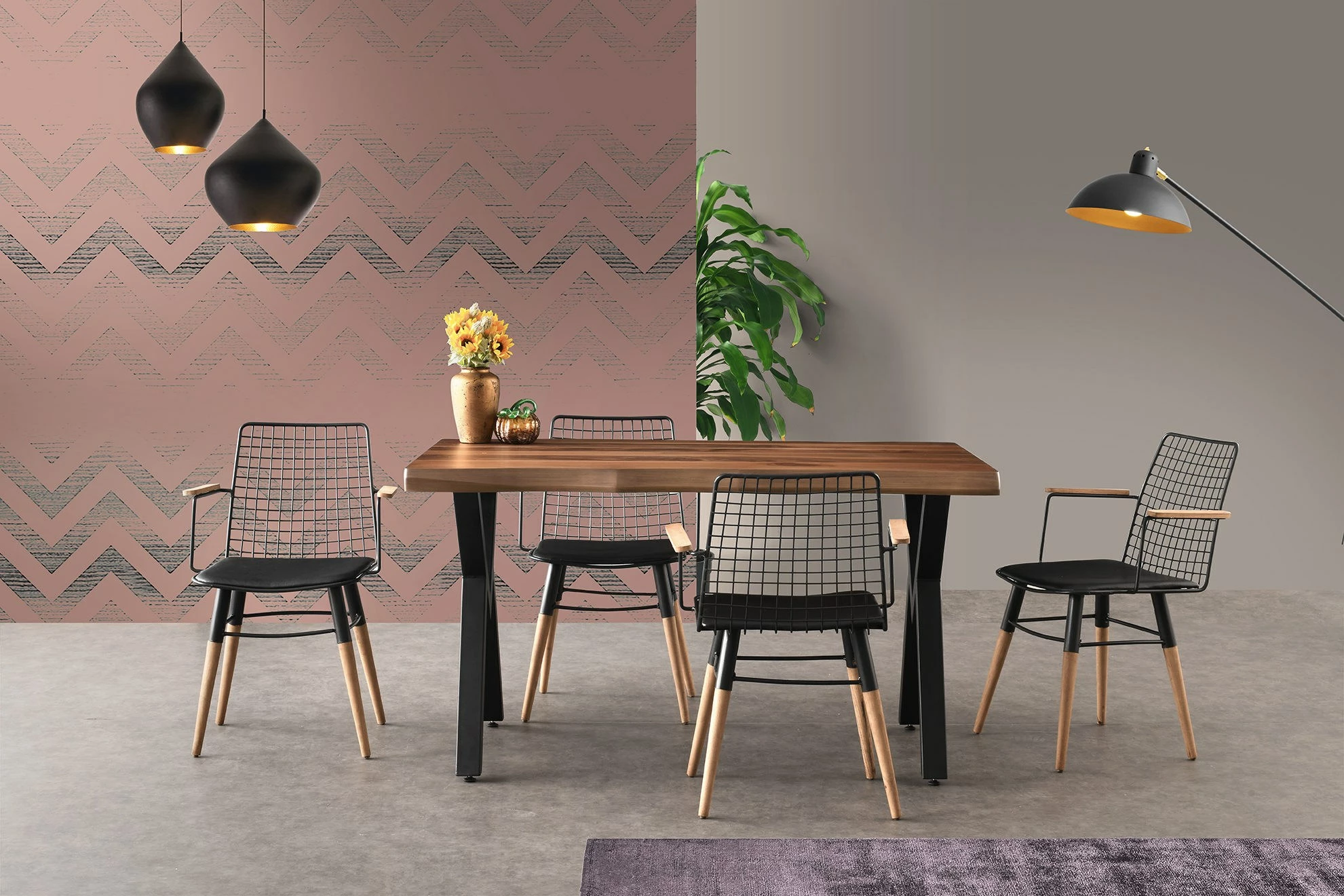 Set karrigash (2 copë), Skye Decor, Trend 270 V2, ngjyrë e zezë dhe arre