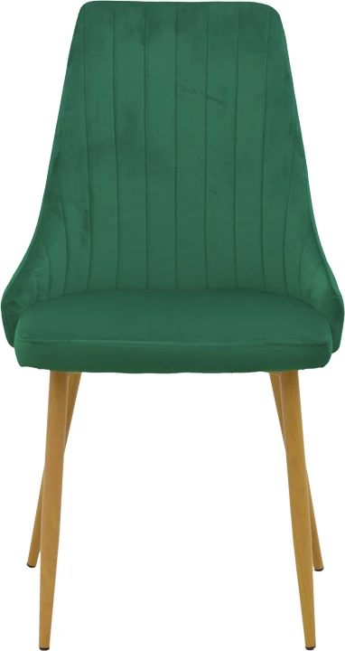 Set 2 karriga Azori, kadife e gjelbër, këmbë metalike natyrale, 49x55x85cm