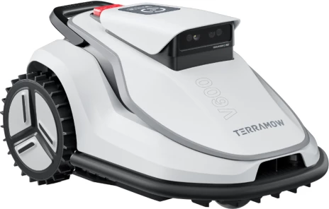 Robot kositës bari TERRAMOW V600 Wireless, deri 600 m², Wi‑Fi/4G, i bardhë/gri, set me garazh + 9 thika + SIM 1GB