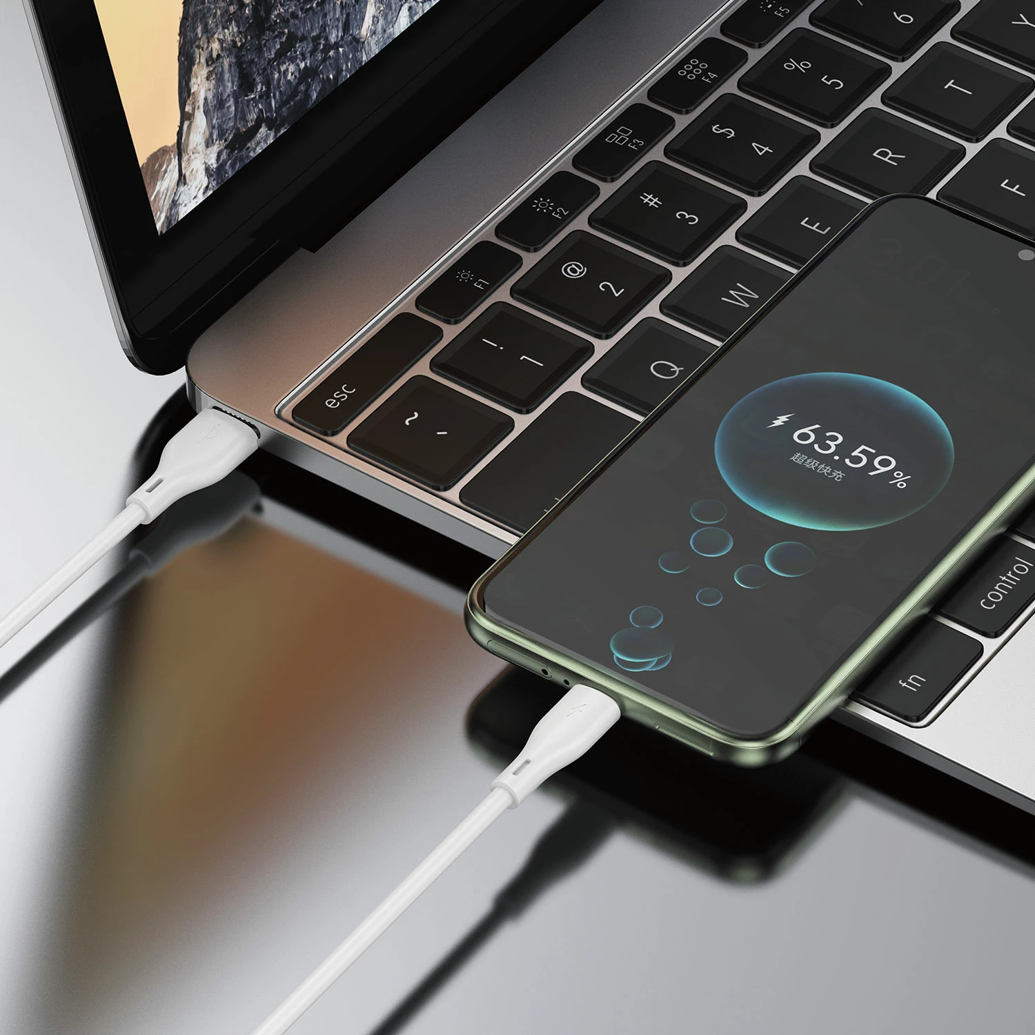 Kabllo Dudao L2T, USB në Type-C, 1m, 5A, Bardhë