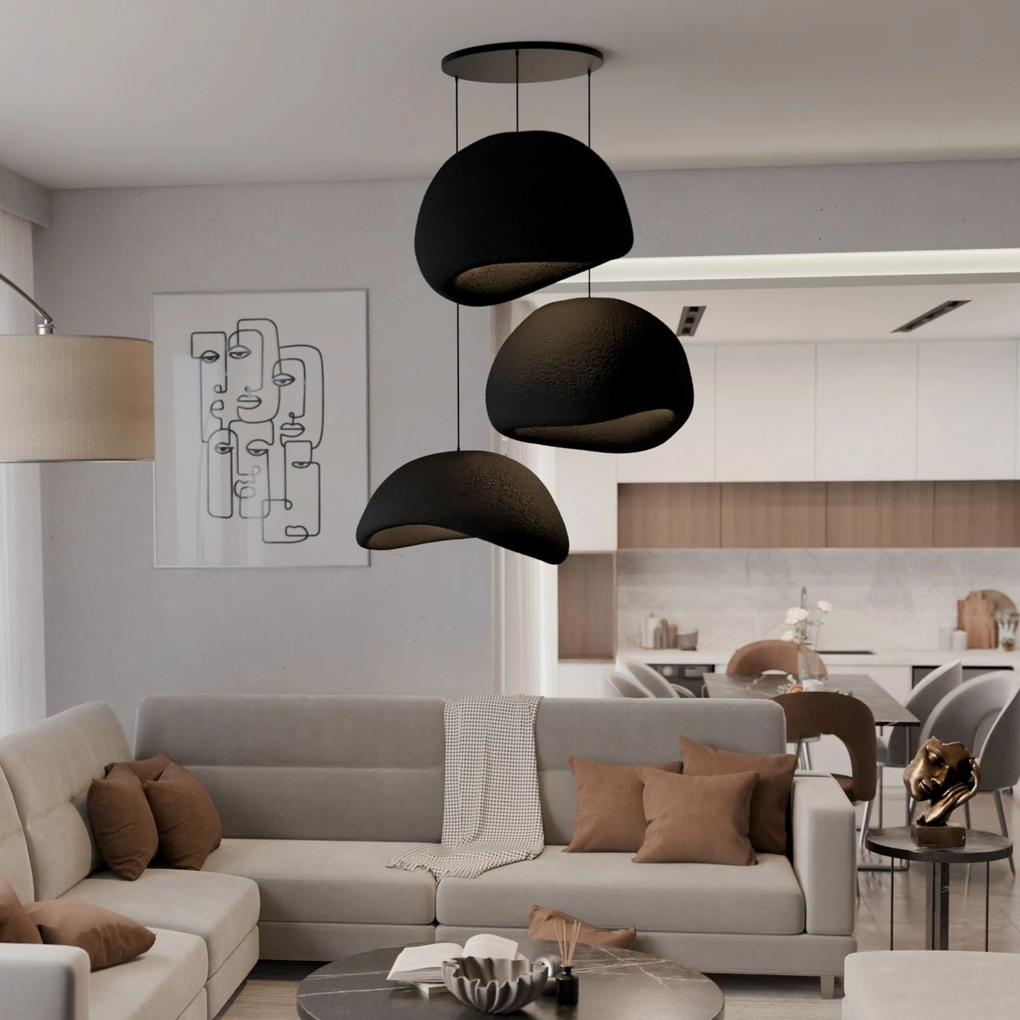 Llambë tavani Opviq, Wabi Sabi Kanso Beams, e zezë