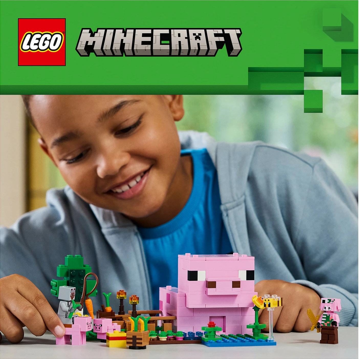 Set ndërtimi LEGO Minecraft 21268 Das Babyschwein-Haus 238 pjesë, multikolor
