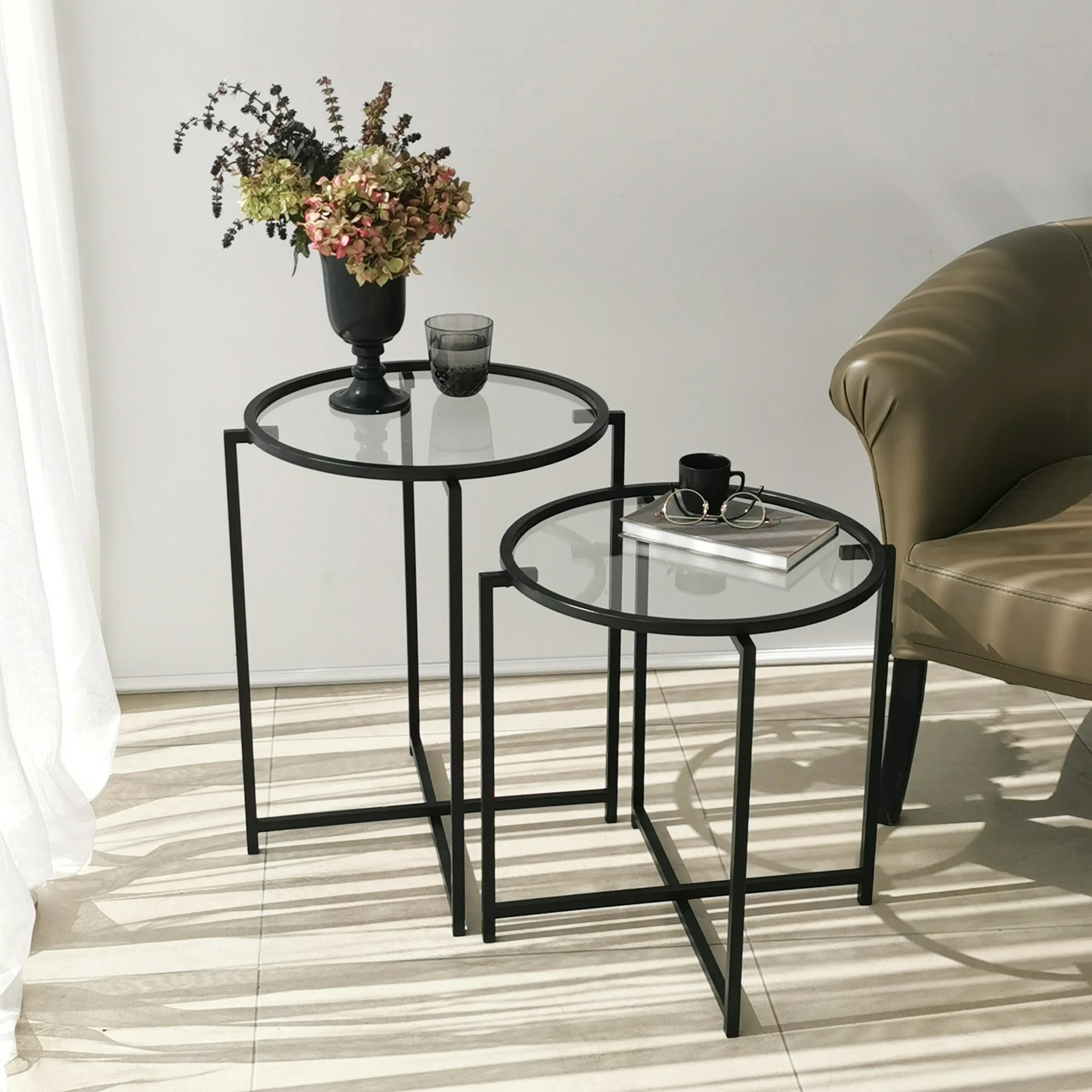 Set tavolinash anësore Skye Decor, S412, ngjyrë e zezë