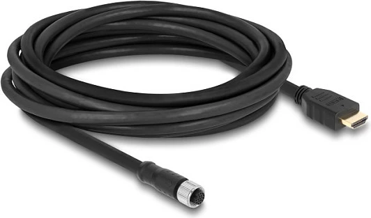 Kabllo DeLOCK M12 A-coded 17-pin (femër) në HDMI (mashkull) 5m, e zezë