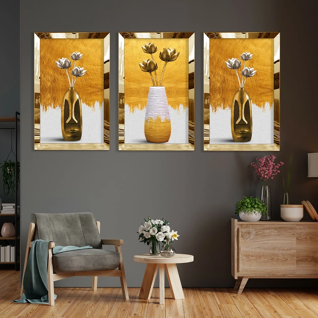 Pikturë dekorative MDF-Plexiglass (3 copë), Wallity, Huhu392, 40x60cm