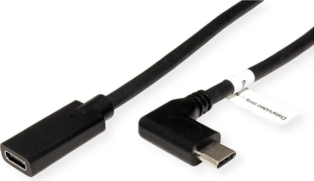 Kabllo zgjatëse USB-C ROLINE DP-VERLNG.KABEL TYP C-C, 2 m, C mashkull këndor në C femër, e zezë, 10 copë