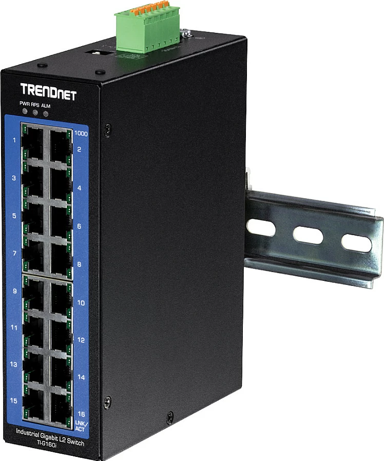 Switch industrial TRENDnet TI-G160i, 16-Port Gigabit, L2 Managed, DIN-Rail, i zi