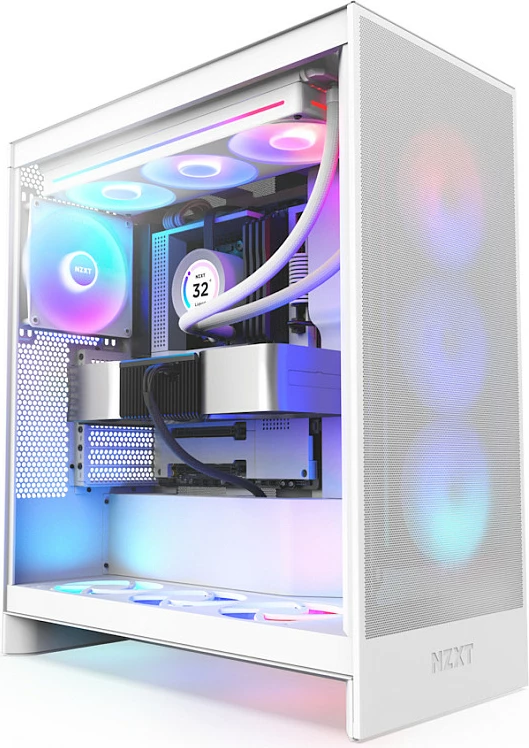 Kasë NZXT H7 Flow RGB, Midi Tower, ATX/EATX/micro ATX/Mini-ITX, xham i temperuar, e bardhë