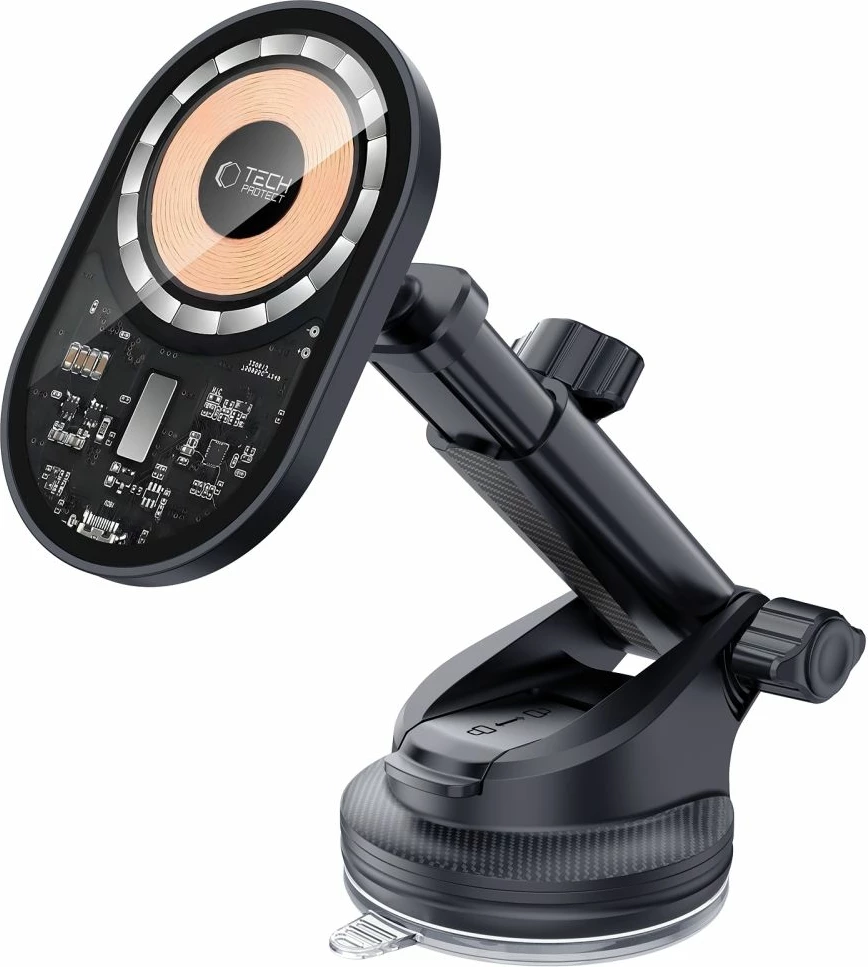 Mbajtës dhe karikues magnetik për veturë Tech-Protect MM15W-V6, MagSafe, 15W, i zi