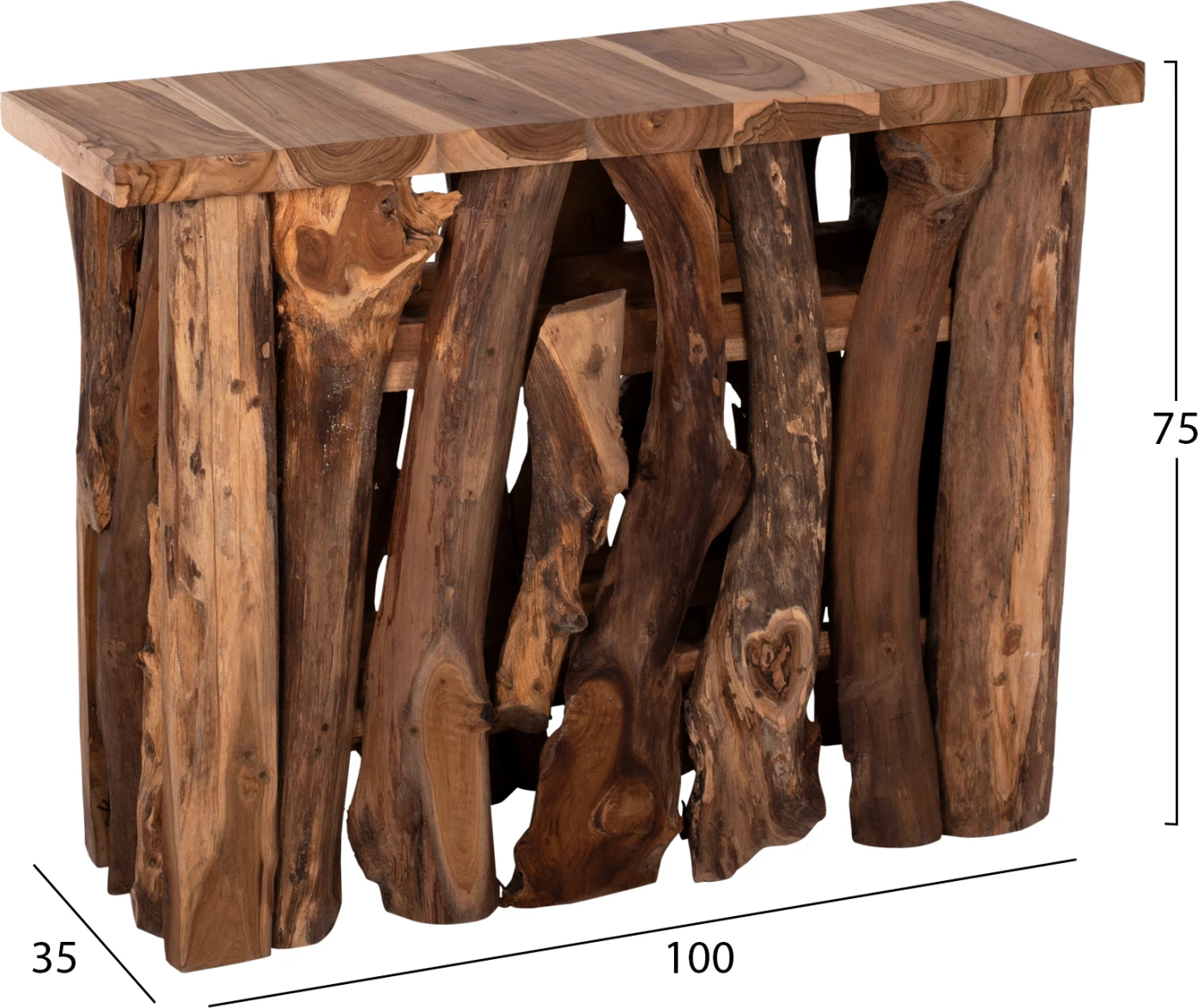 Konsol prej druri tik natyral, 100x35x75cm