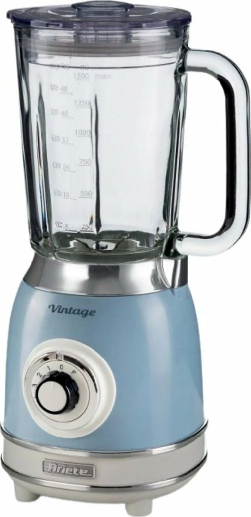 Blender stacionar Ariete Vintage 1.5 L 1000 W, gotë qelqi, kaltër e çelët