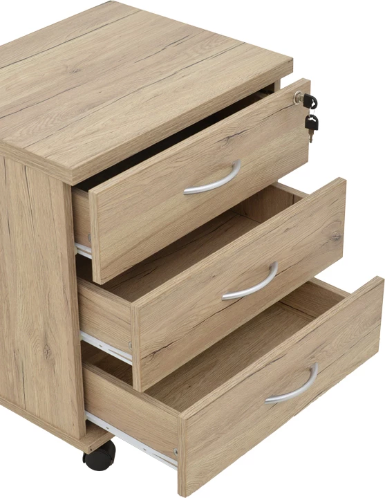 Komodë zyre me rrota, ngjyrë natyrale, Anze, 48x38x53cm