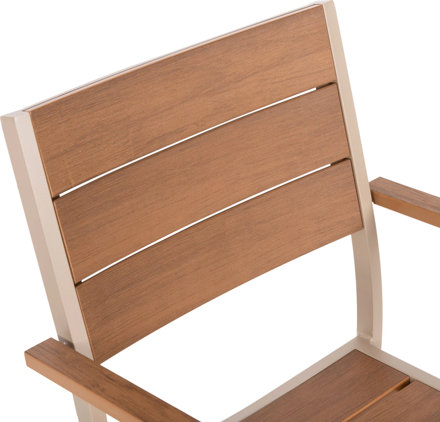 Karrige alumini SAGA FH5127.04, ngjyrë shampanjë, me ulëse dhe mbështetëse polywood, 55x52x86H cm