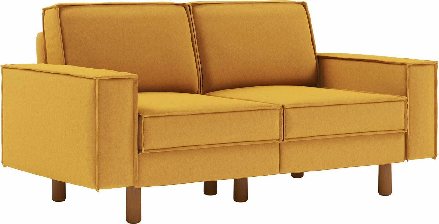 Divan dy ulëshe Atelier del Sofa, ngjyrë mustard, këmbë dru arre