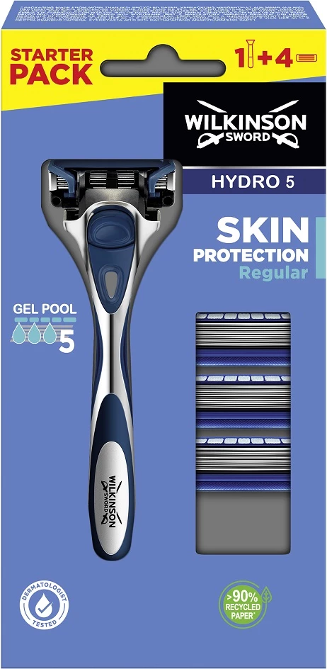 Brisk rroje për meshkuj Wilkinson Hydro 5 Skin Protection Regular, 1 copë + 4 rezerva