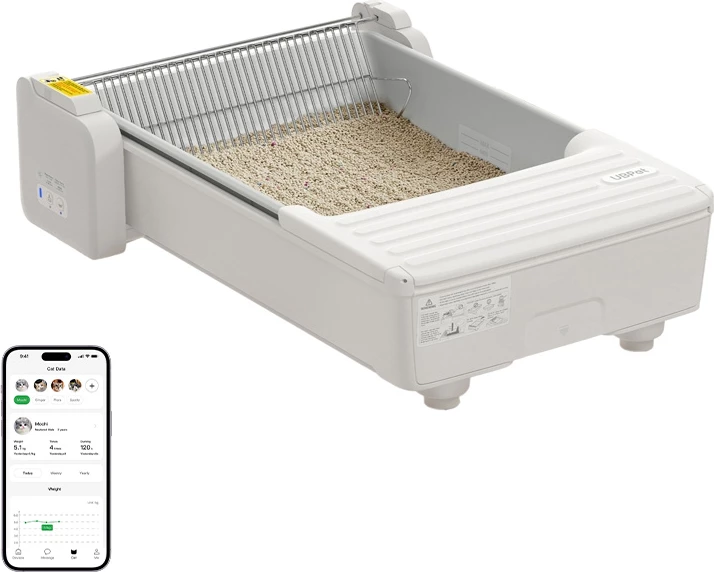 Tualet automatik smart për mace UBPet C31, kontroll me aplikacion, për mace 1-11 kg, 70.1×48.3×19.3 cm, i bardhë, set me kartrixhe deodorimi (3) + qese (20)