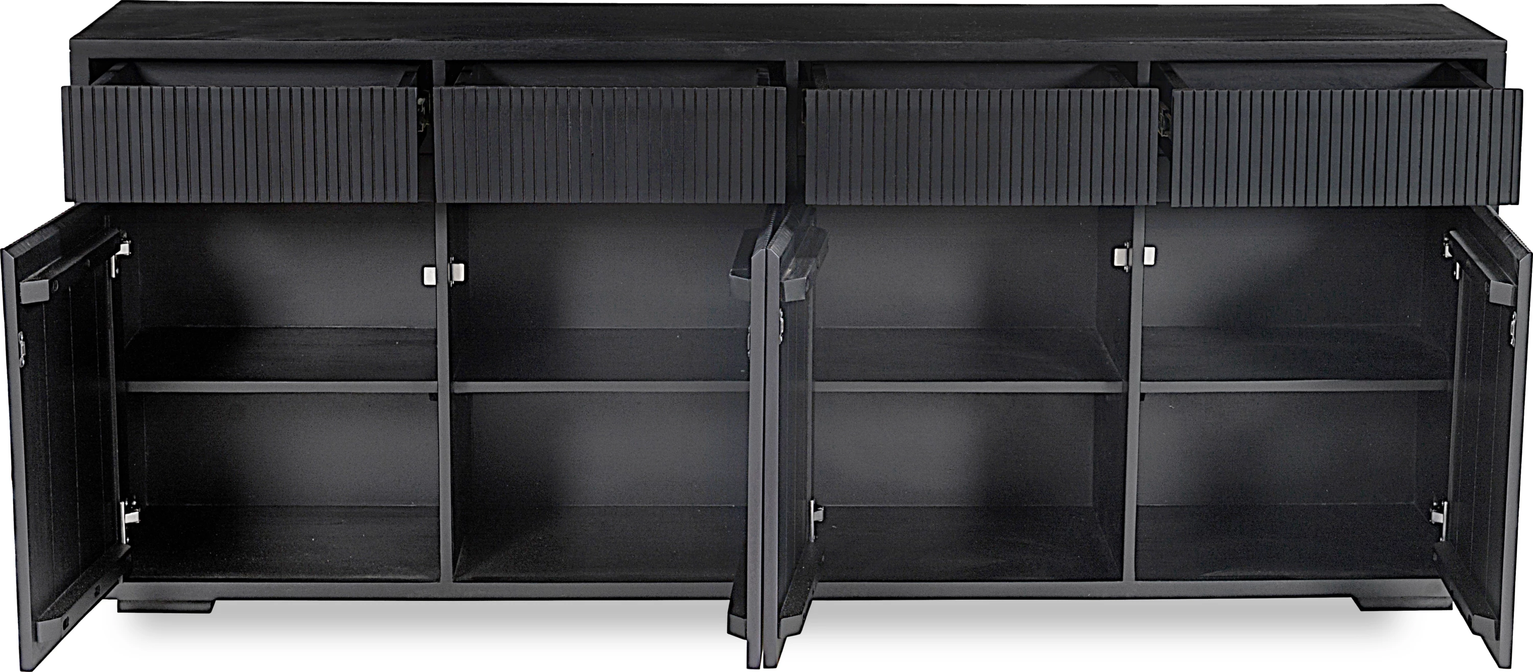 Bufe CAPO me 4 dyer, 4 sirtarë, ngjyrë e zezë, 180x40x75cm