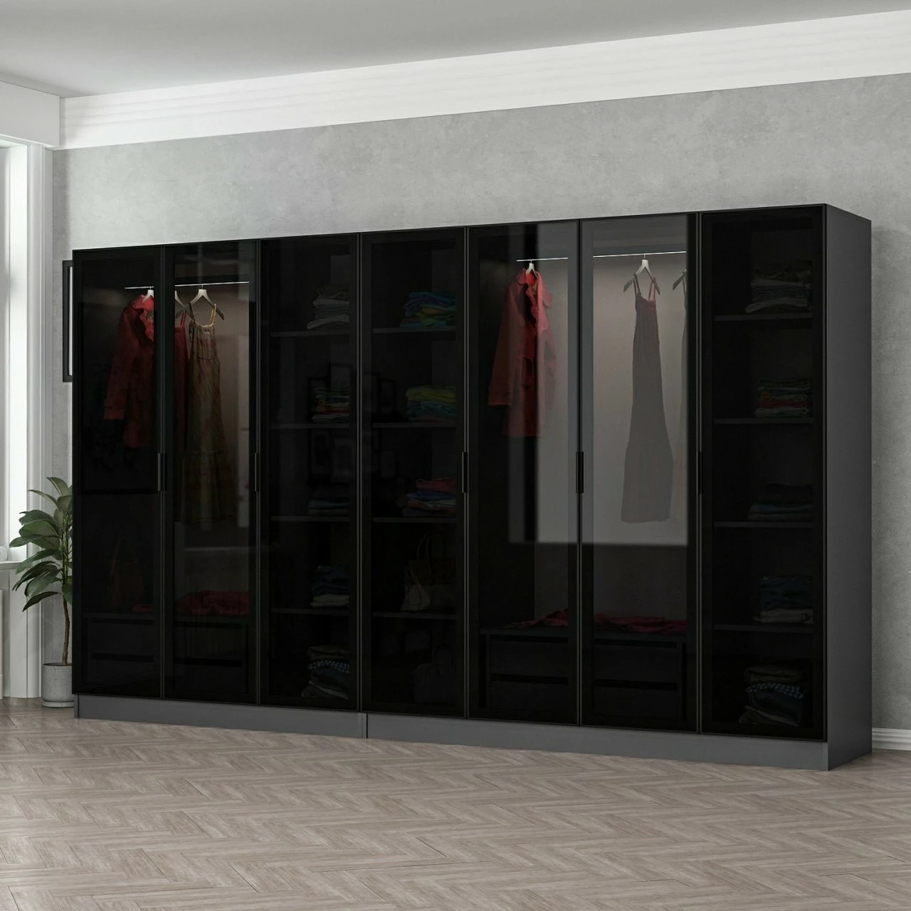 Dollap Skye Decor, anthracite e zi, 315x210x52cm