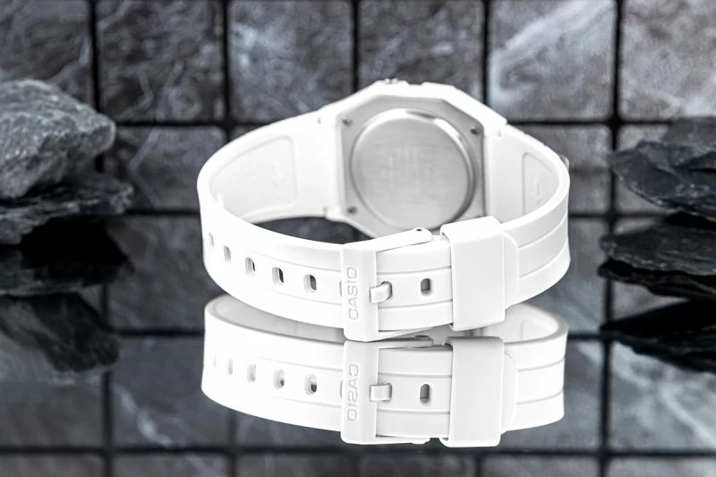 Orë dore unisex Casio F-91WB-7AEF, e bardhë, me kuti