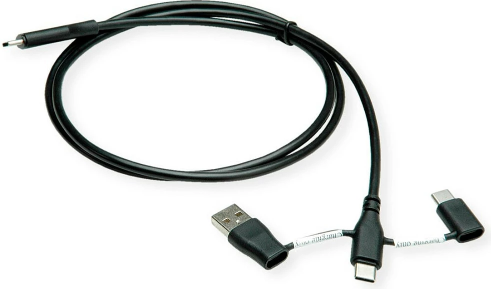 Kabllo USB ROLINE 11.02.8349, USB-C në USB-A/USB-C, 1 m, USB 2.0, e zezë