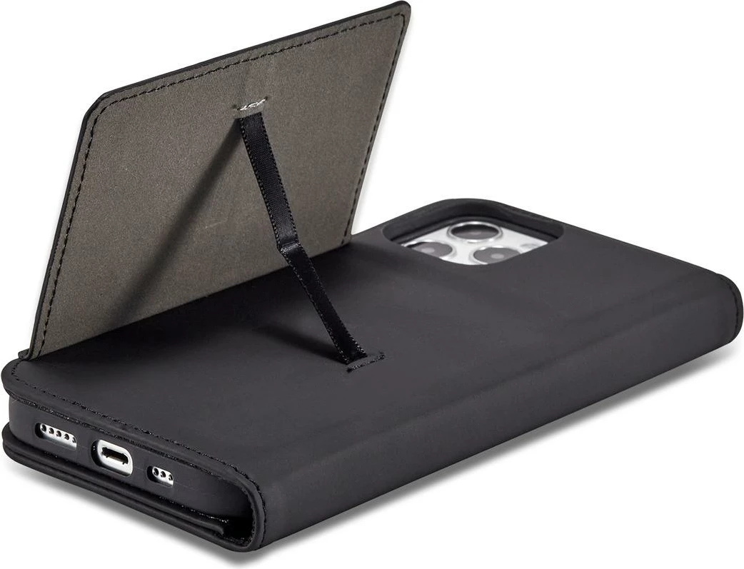 Mbështjellës Hurtel Magnet Card Case për iPhone 12 Pro Max, me portofol dhe mbajtëse, i zi