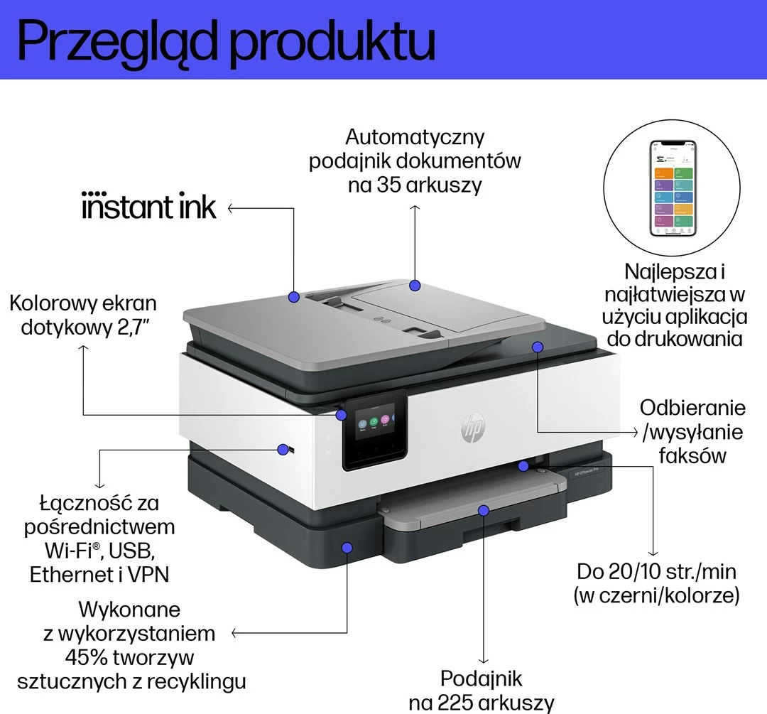 Printer HP OfficeJet Pro, Gri