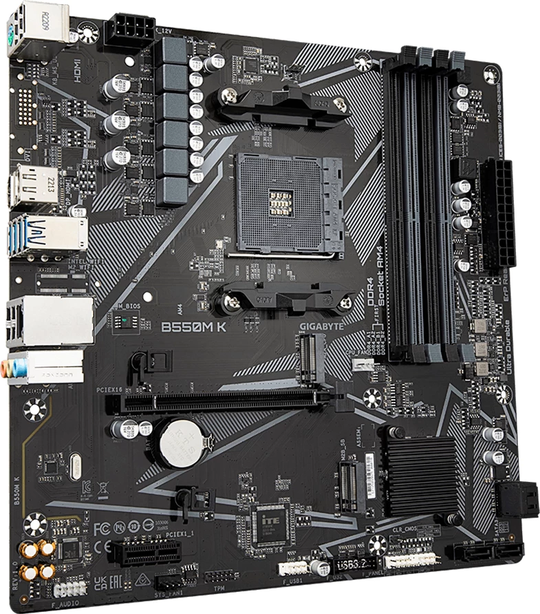 Pllakë amë Gigabyte B550M K, Micro ATX, Socket AM4, 4x DDR4, 2x M.2, 4x SATA, HDMI/DisplayPort