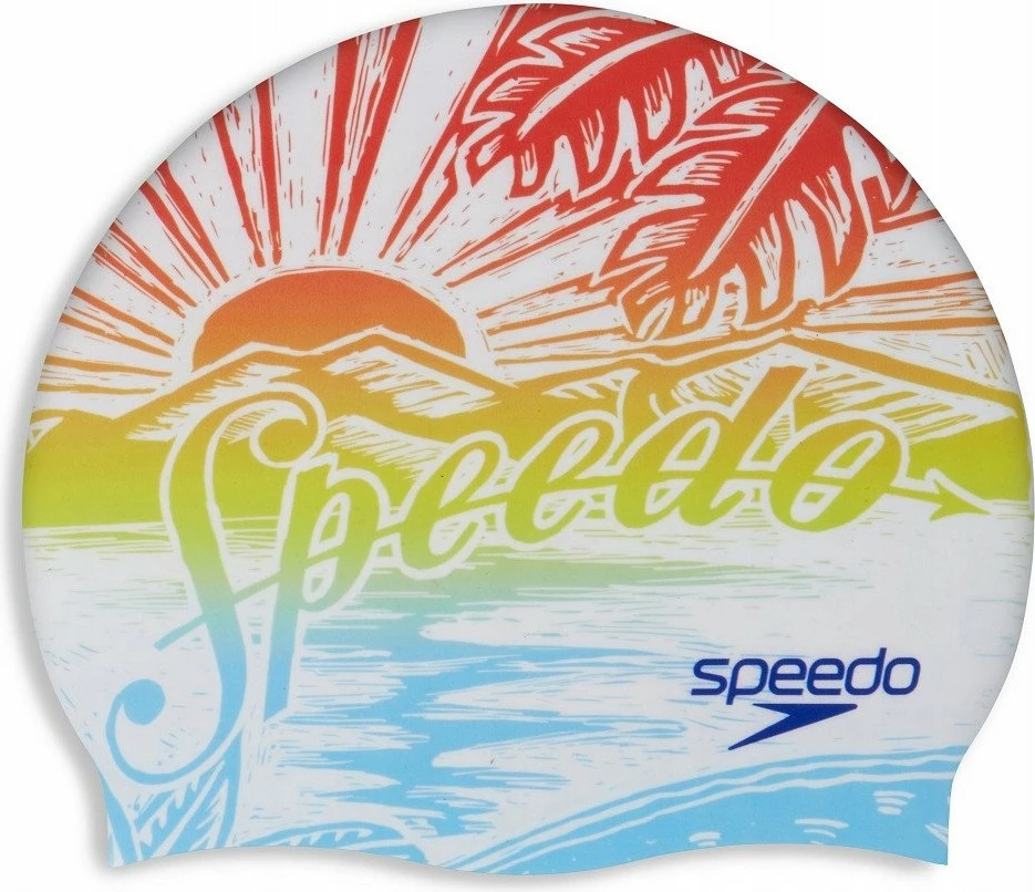 Kapuç noti Speedo SLOGAN PRT Cap AU/AF/AM silikon universal (adult) unisex e bardhë