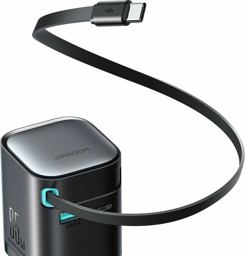 Karikues Joyroom JR-TCL02 65W, 1x USB-A + 2x USB-C, kabllo e integrume USB-C 0.7 m, GaN 3.0, i zi