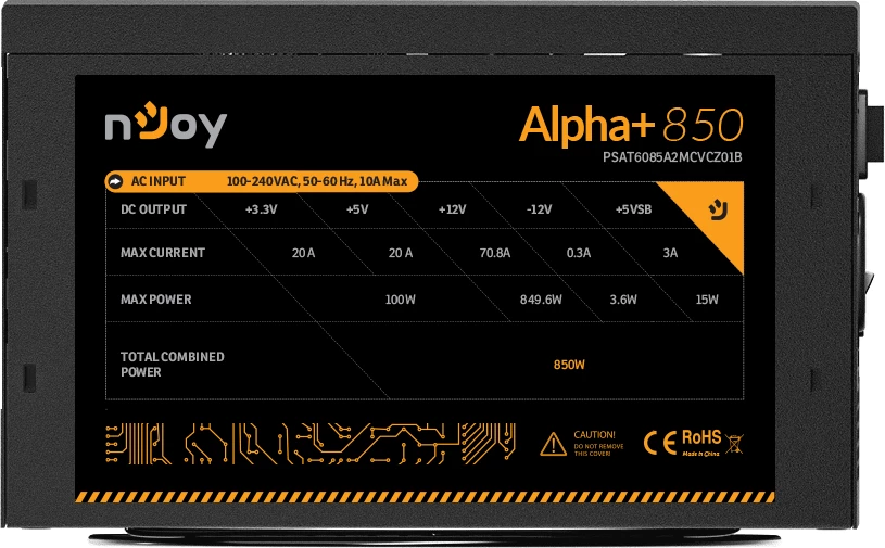Furnizues I rrymës nJoy Alpha+ 850 - 850W - 80 PLUS Gold