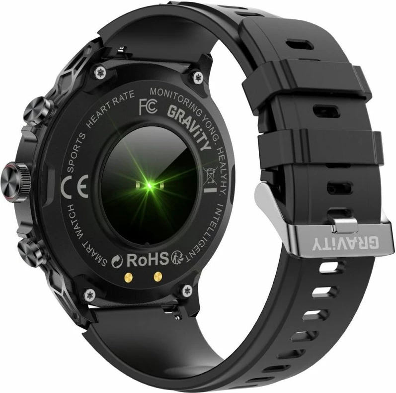 Smartwatch për meshkuj Gravity GT41-1, e zezë, me rrip dhe byzylyk