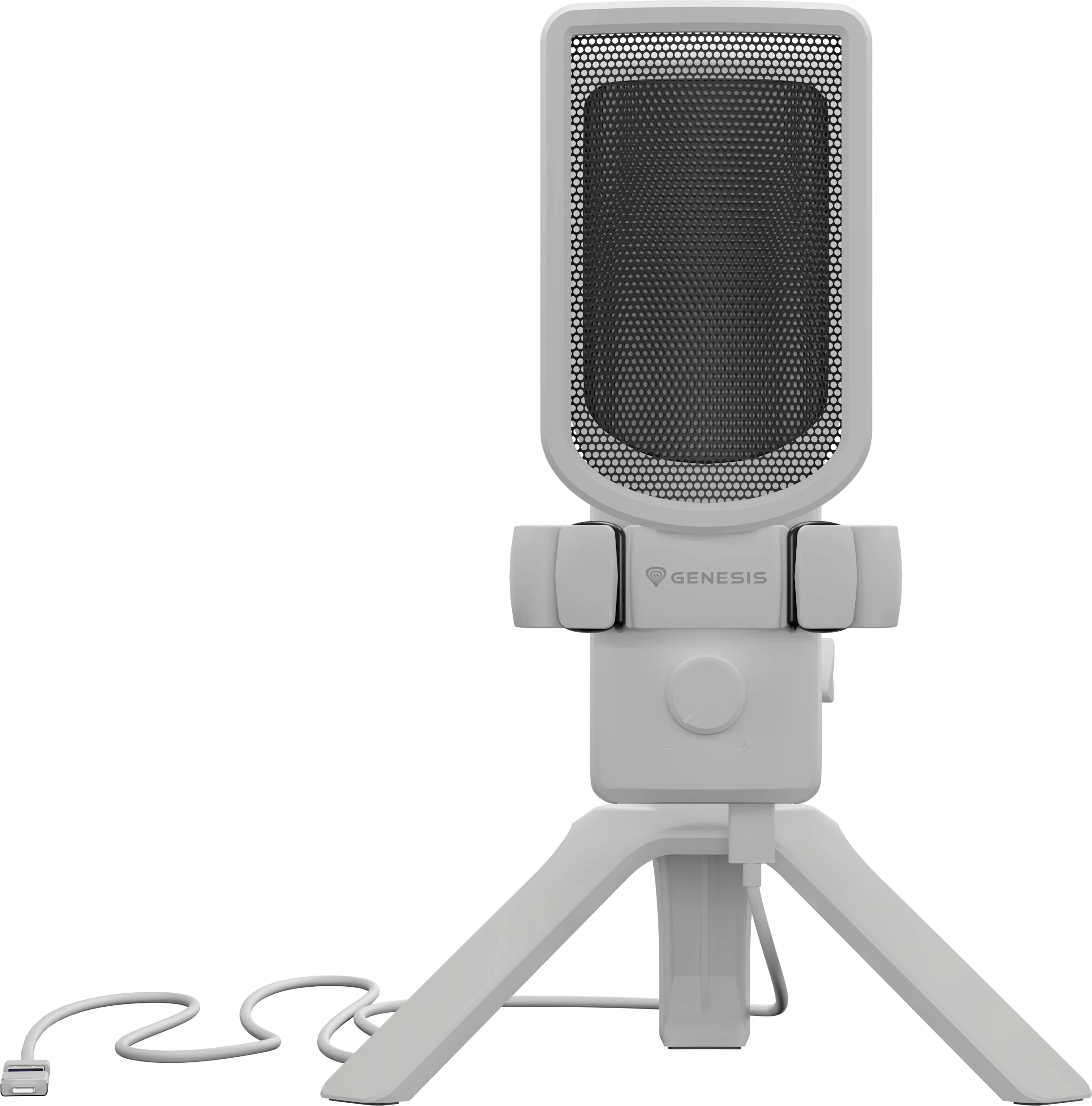 Mikrofon kondensator GENESIS Radium 250 NGM-2353, USB-C, kardioid, set me tripod dhe pop filter, i bardhë