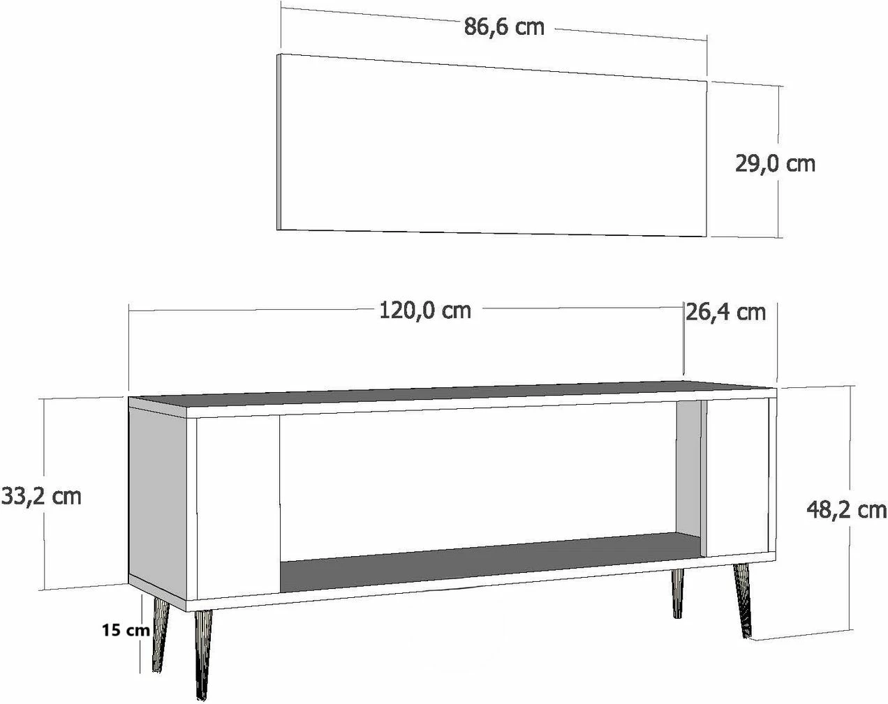 Komodë për TV, ngjyrë e bardhë dhe ari, Skye Decor Retrol2