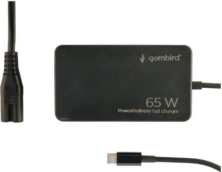 Adapter Gembird 65W, Power Delivery, GaN, USB-C