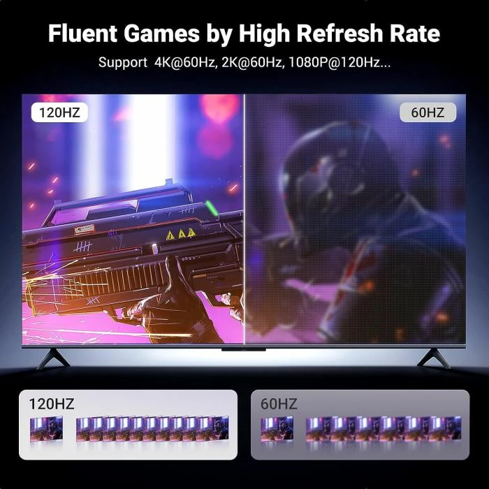 kabllo DisplayPort në HDMI UGREEN 25491 4K@60Hz 3 m argjend/e zezë