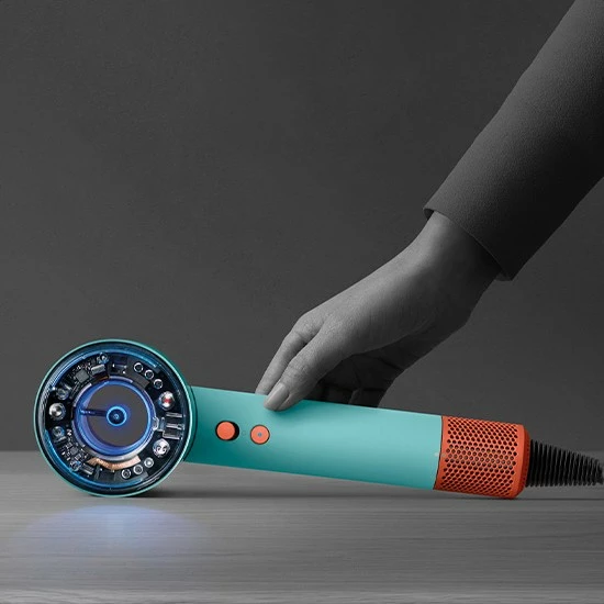 Tharëse flokësh Dyson Supersonic Nural, 1600 W, 13.3 l/s, Blu, Portokalli