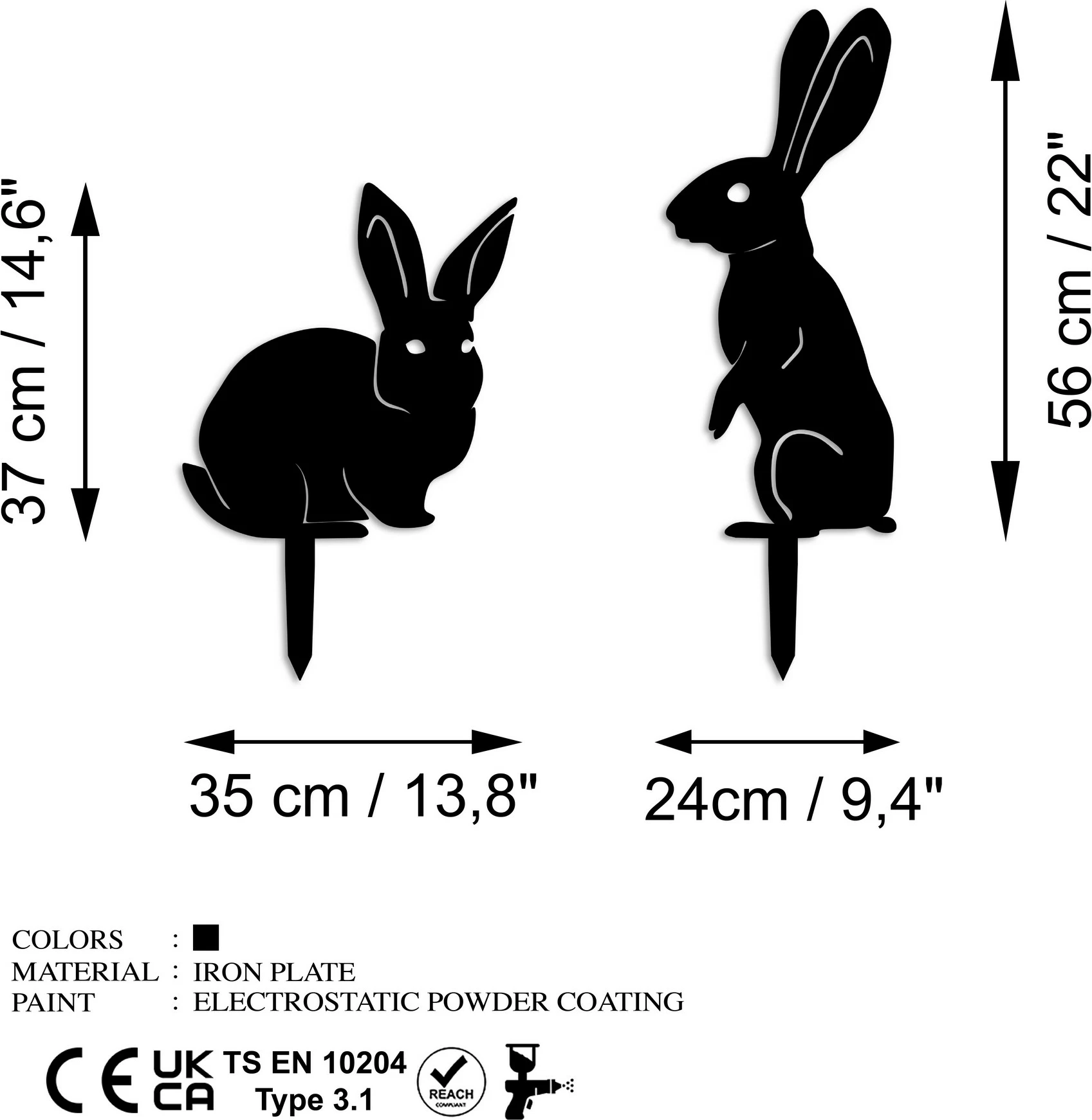 Set dekorativ për kopsht, dy copë, Aberto Design, RaAbbits 01
