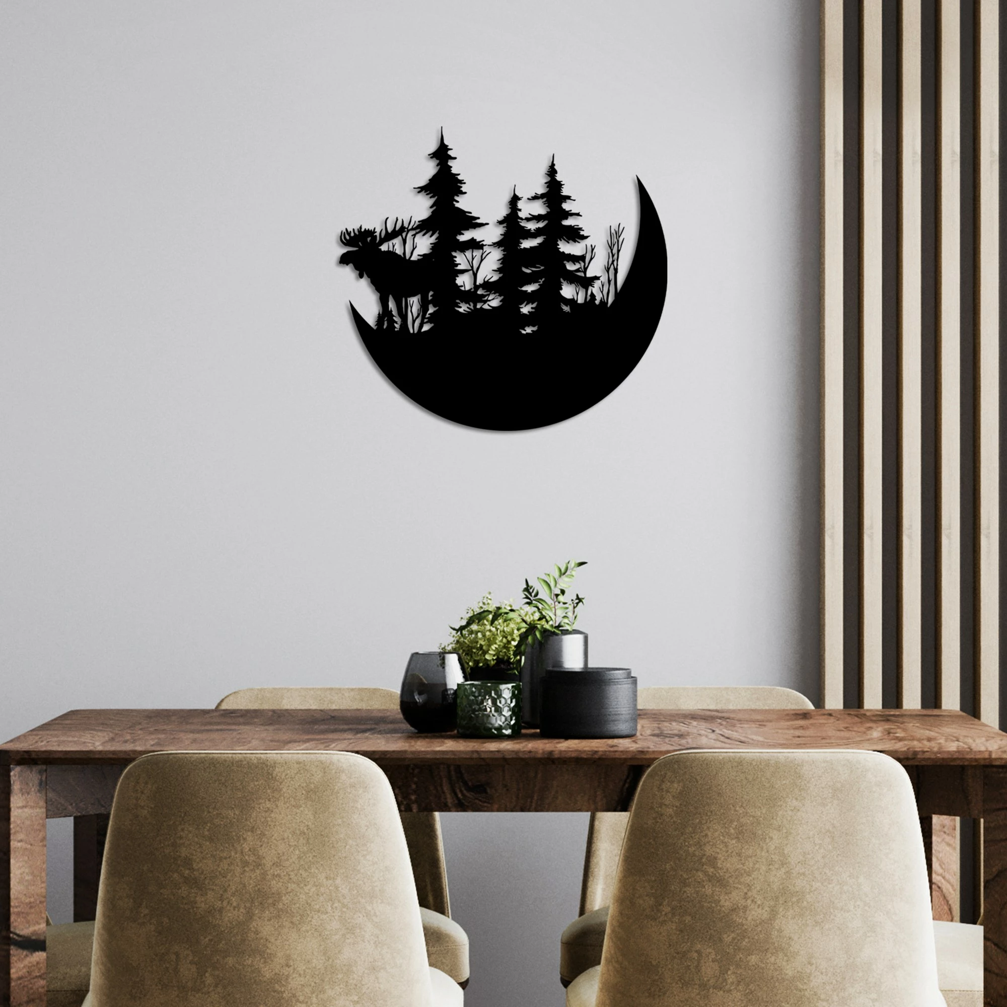 Aksesor dekorativ metalik për mur, Wallity, The Wild Nature 2 - L, ngjyrë e zezë, 70x65cm
